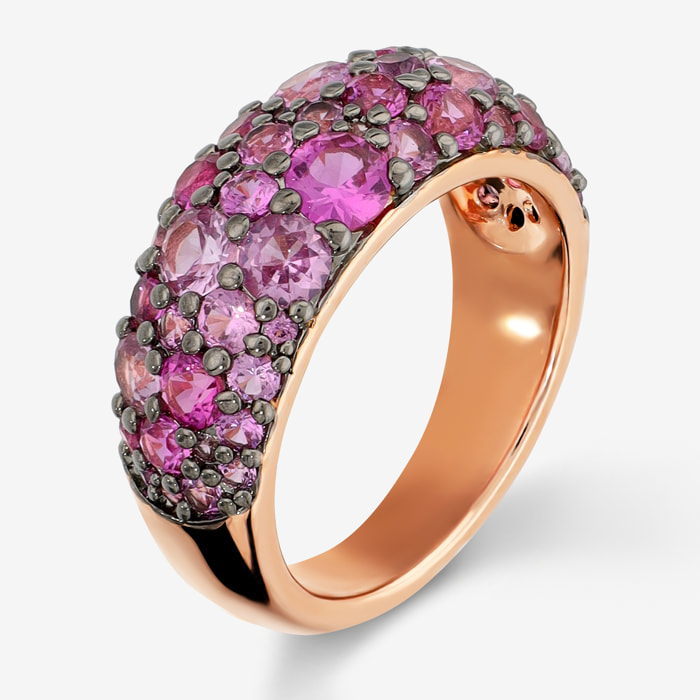 Anello a Fascia con Pavé di Cubic Zirconia Fucsia