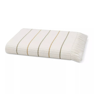 Drap de bain pur coton 580 g/m² tissé teint rayé jaune vert Farniente pissenlit