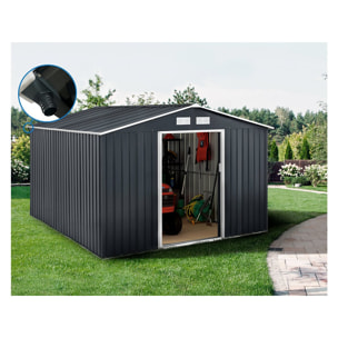 Abri de jardin métal - "Vegas" 12.98 m² avec gouttière - Gris