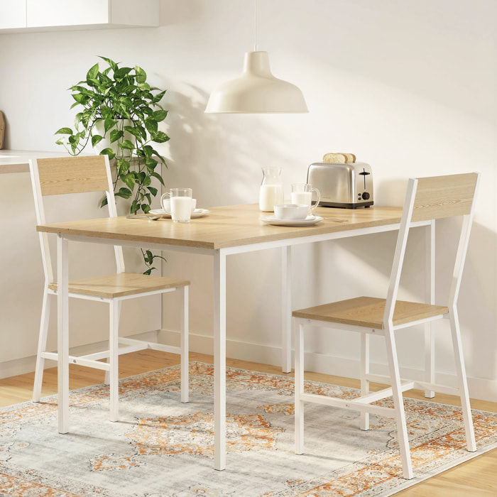Pack de 2 Sillas de Comedor, Sillas de Cocina Modernas, con Respaldo Inclinado, Marco Metálico, para Salón, Sala de Estar, Natural