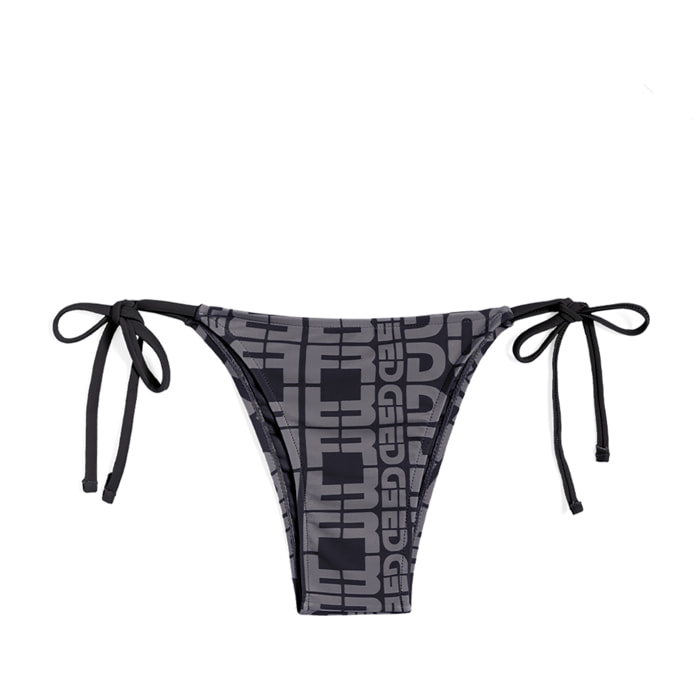 Slip bikini con logo all over e chiusura a laccetti