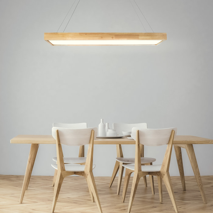 Forlight - Lámpara Colgante LED Eficiente Imitación Madera para Hogar, Diseño Moderno y Elegante, Luz 4000K, Material Resistente Madera y Policarbonato
