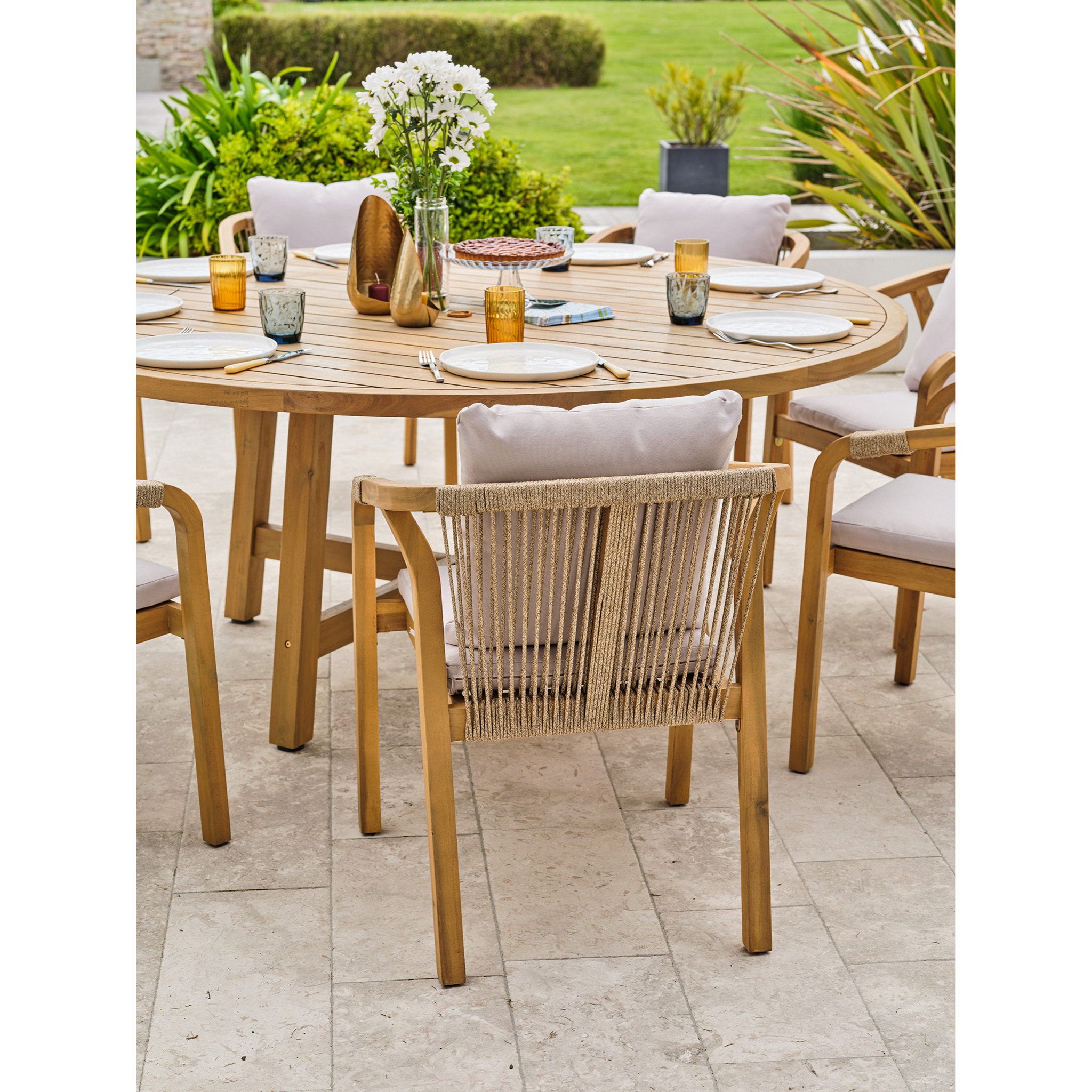 SERENA - Ensemble repas de jardin 8 places en bois d'acacia