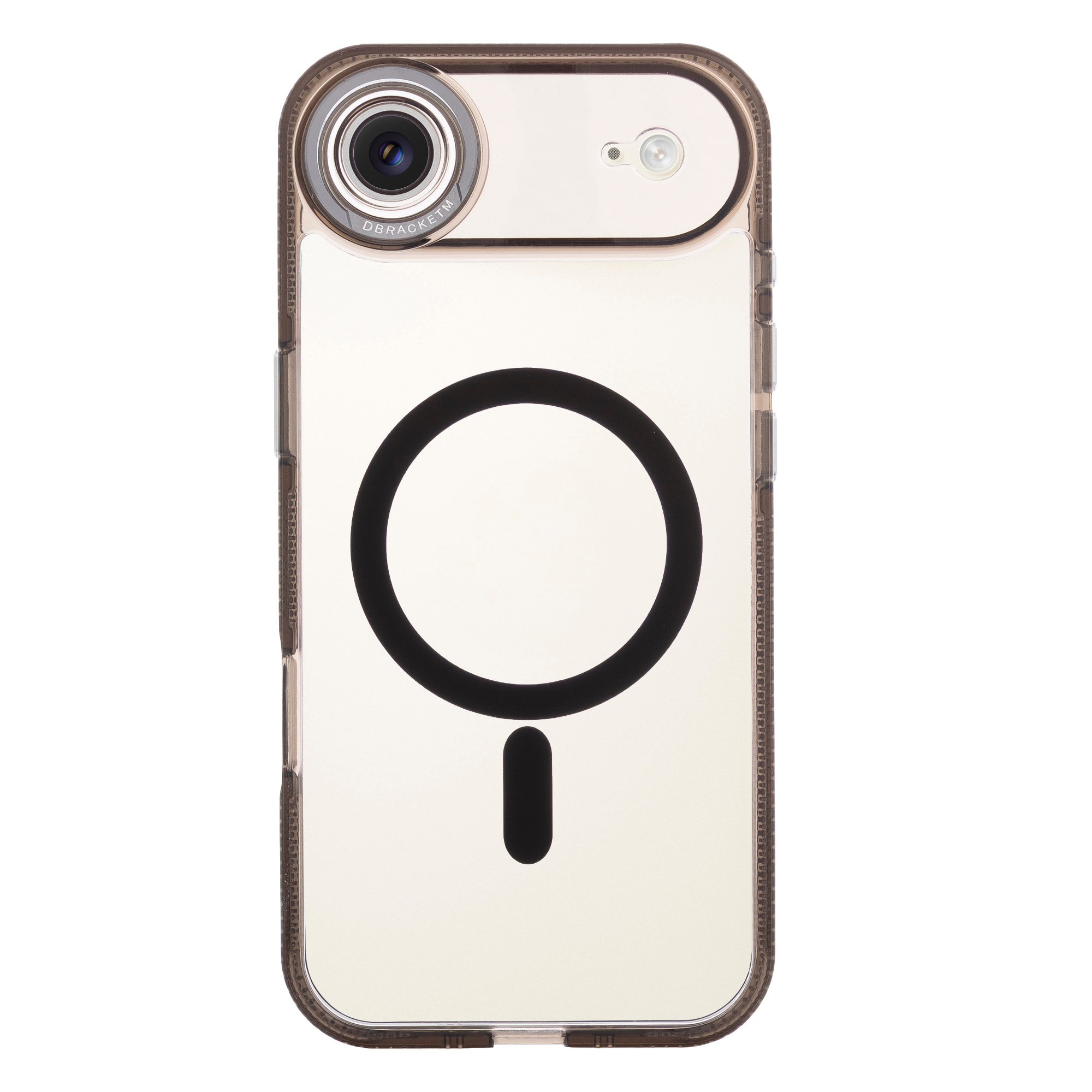 Carcasa transparente con cámara cubierta y bordes negros. Magsafe para iPhone 17 Air.