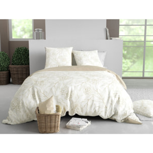 Parure Housse De Couette 3pcs 100% Satin de Coton 120 Fils SUZANNE