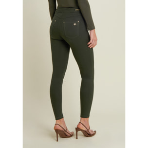 Pantaloni super skinny vita alta bande incrociate