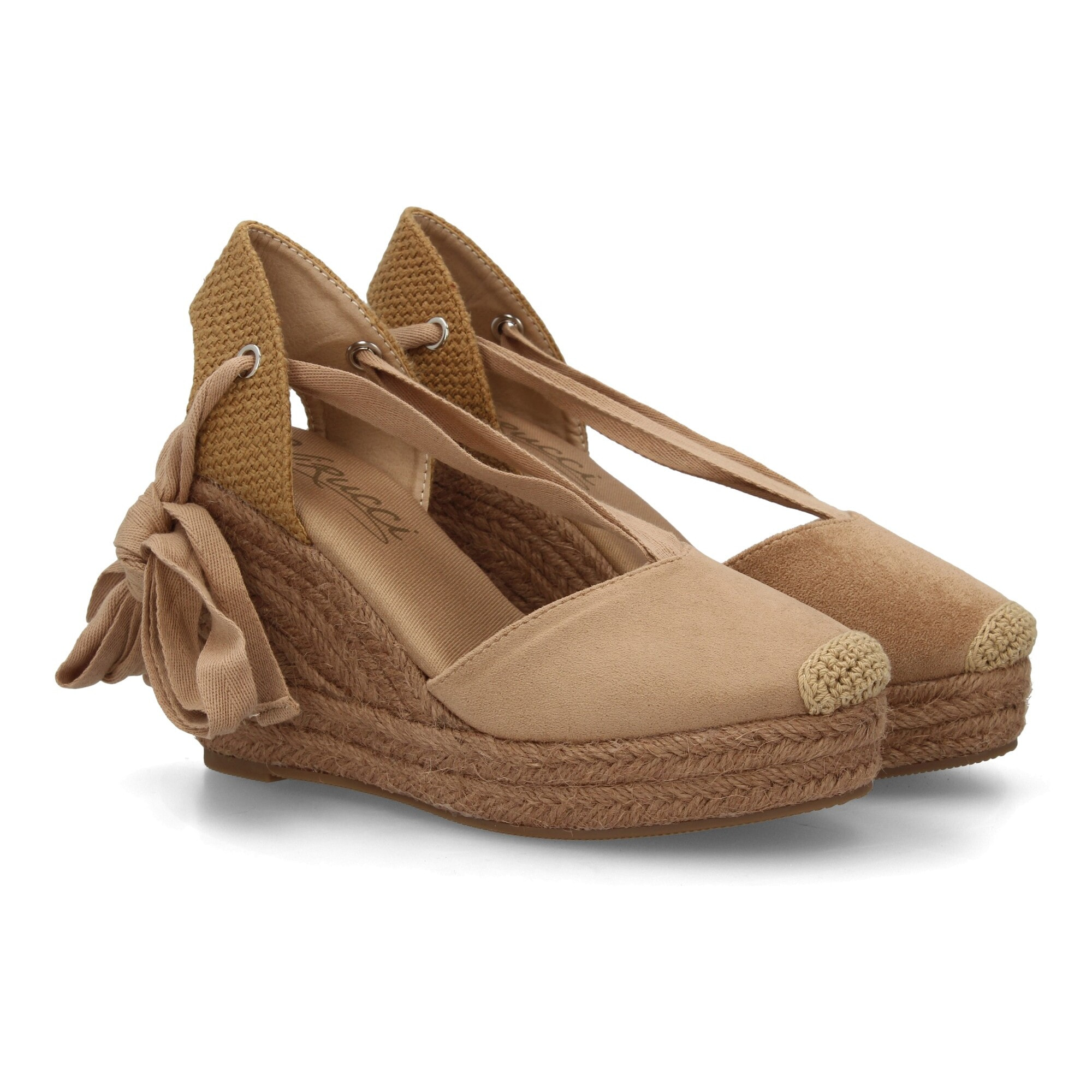 Alpargata de cuña alta de esparto con cintas
