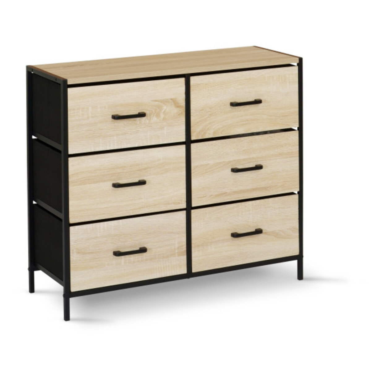 Commode Iris 6 tiroirs en bois et tissu