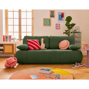 Harper - canapé 3 places convertible avec coffre en tissu texturé - Vert