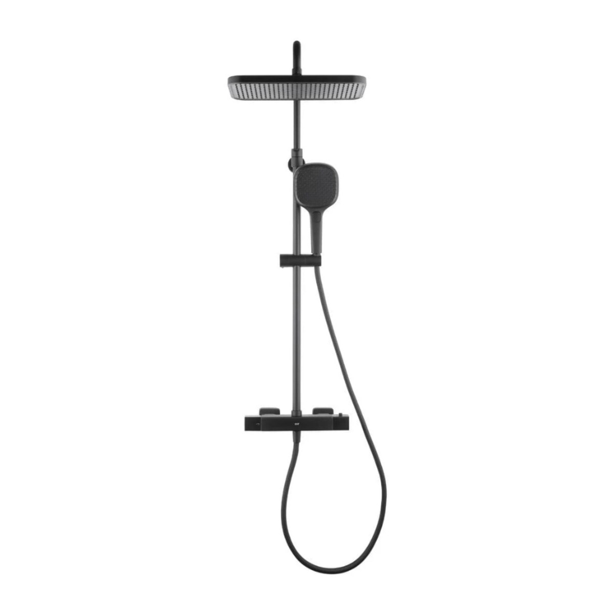 Set de douche avec mitigeur thermostatique + douche de tête + douchette 3 jets, noir mat (SATSSTZC)