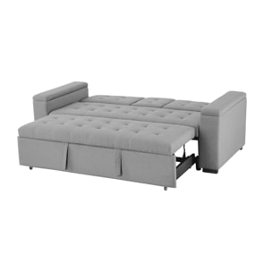 Canapé convertible 3 places en tissu gris clair TILIA