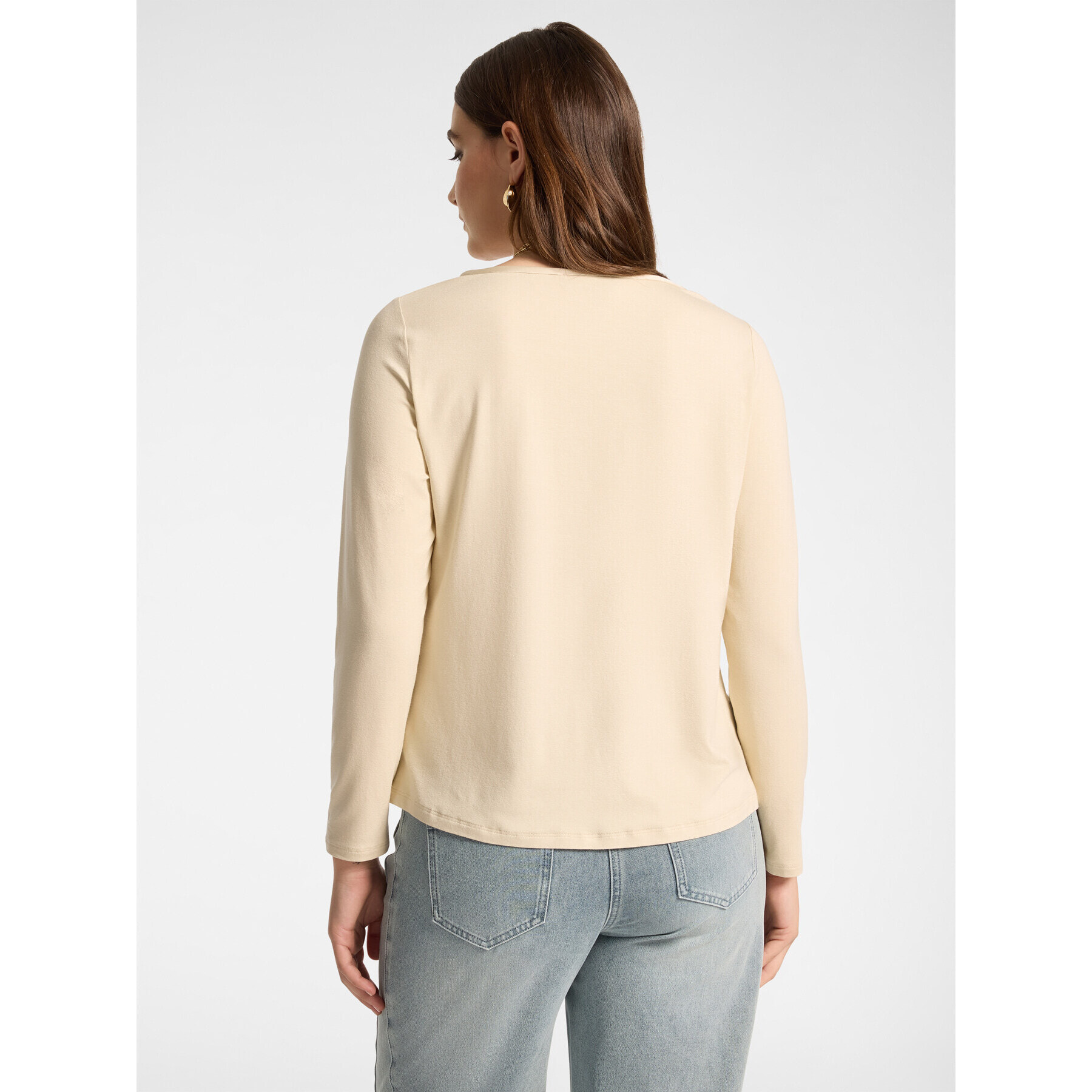 Elena Mirò - Camiseta bimatérica en viscosa - Beige