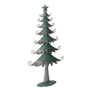 Albero in metallo argento e verde salvia cm26x7,5h51,2