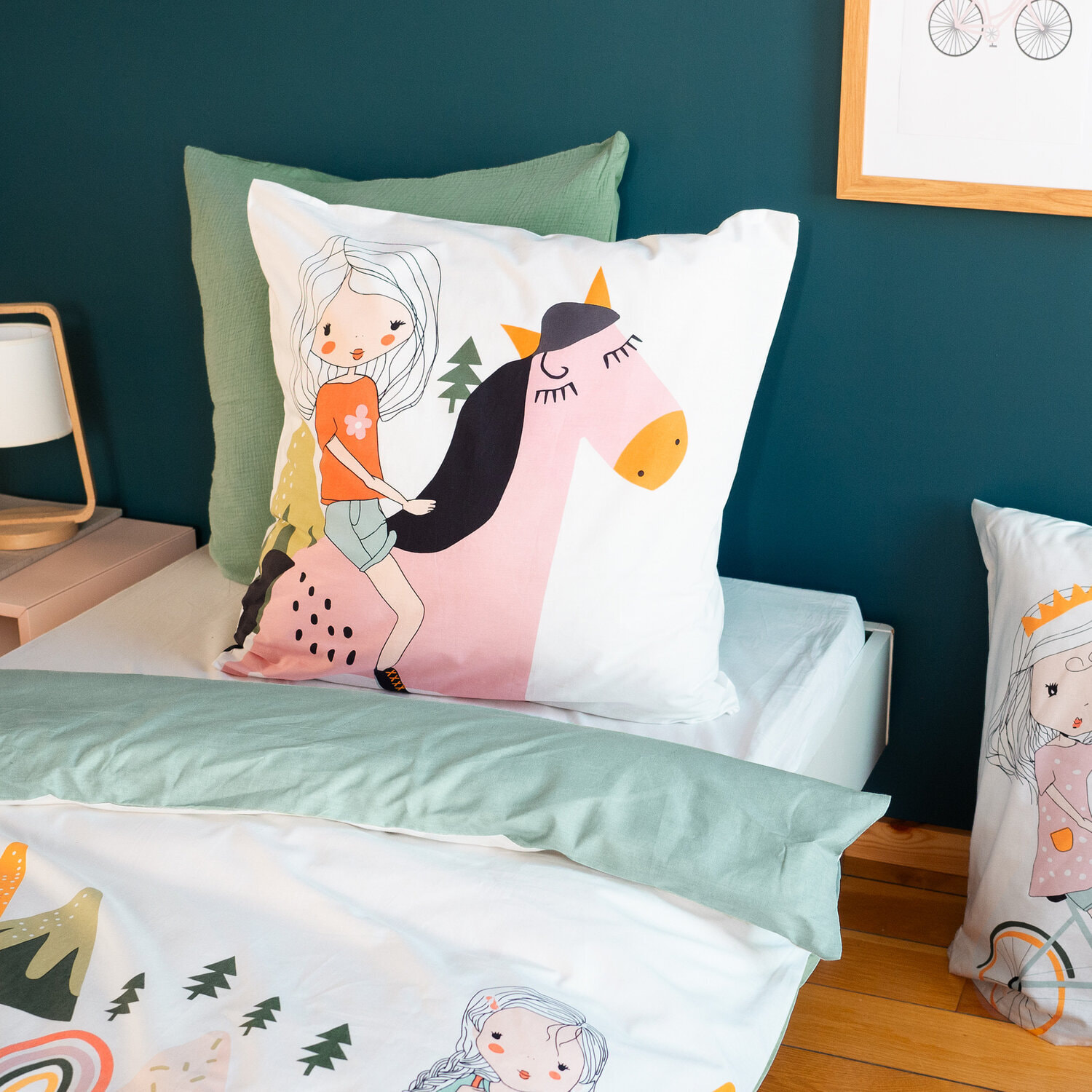 Parure de lit enfant imprimé 100% coton - tess rando - bleu