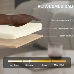 Butaca de Salón, Tapizado en PU, Sillón Lectura con Marco de Madera Maciza, Asiento Acolchado, Asiento Amplio, Butaca para Sala de Estar, Dormitorio, Marrón