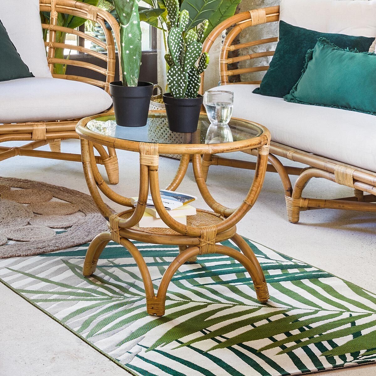 Table d'appoint "Farah" rotin D59cm