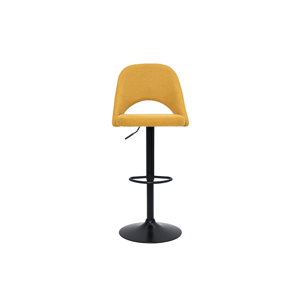 Tabourets de bar relevables tissu effet velours texturé jaune moutarde et métal noir (lot de 2) COSETTE