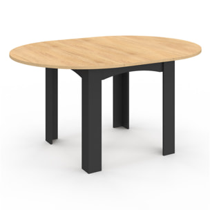 Table à manger ronde extensible Dina bois et noir Ø110-150cm