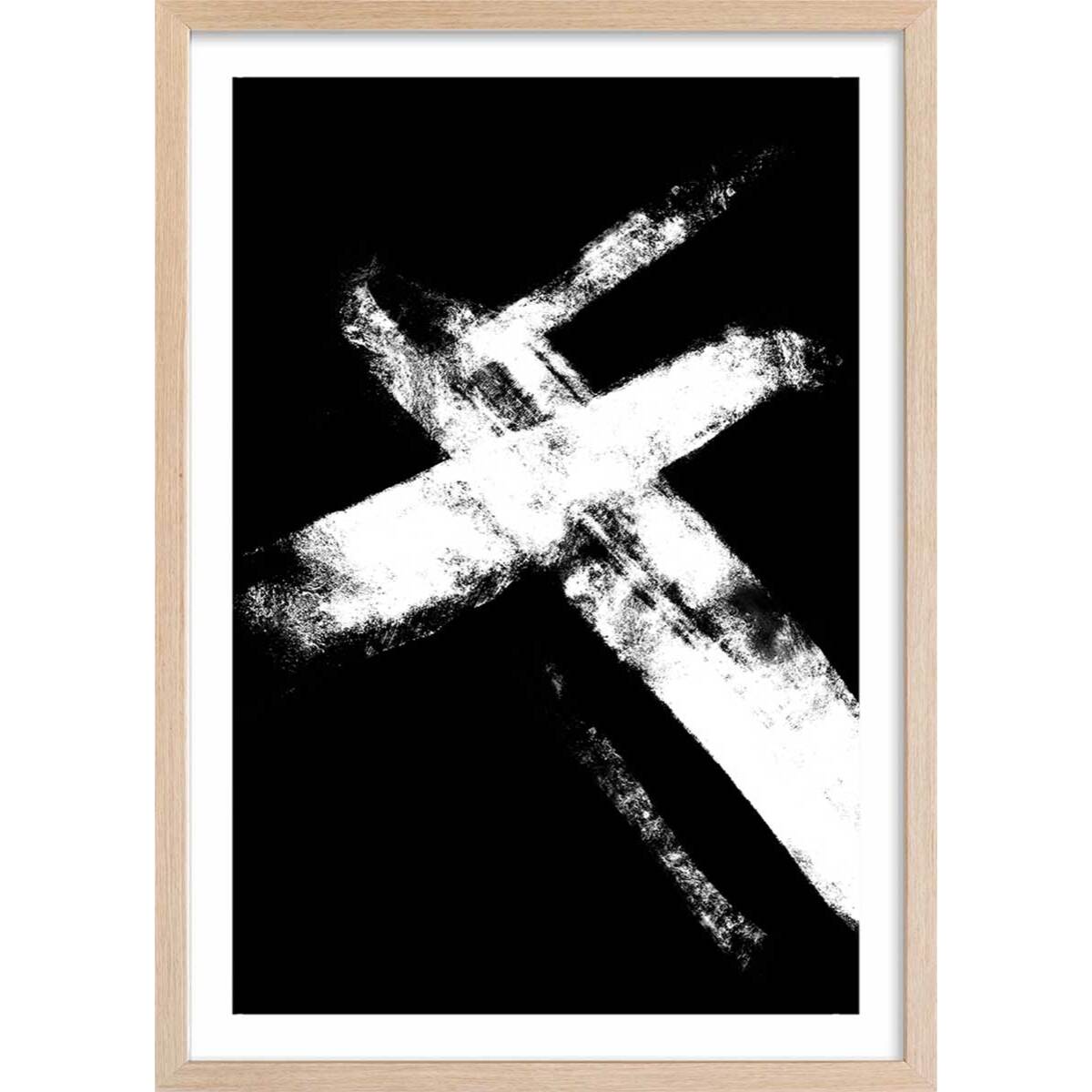Affiche Croix épreuve négative Affiche + cadre en bois - Chêne