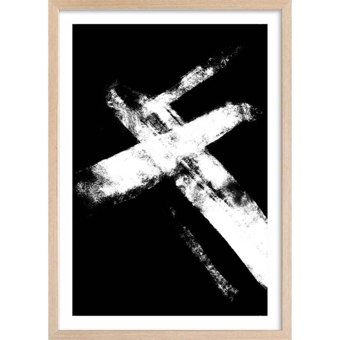Affiche Croix épreuve négative Affiche + cadre en bois - Chêne