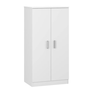 Armadio multiuso Corona, Mobile ausiliario a 2 ante, Mobile basso portascarpe con 6 ripiani, Scarpiera moderna, cm 55x36h108, Bianco