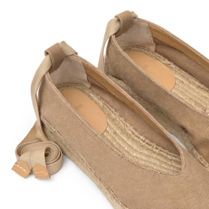 Alpargatas planas de mujer Gea en algodón acabado lavado, cierre mediante lazada