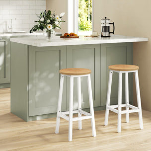 Sgabello bar stile loft rovere e bianco