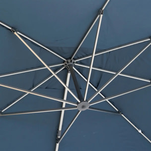 Parasol déporté rectangulaire "Équador" Pétrole 4 x 3m en aluminium et polyester