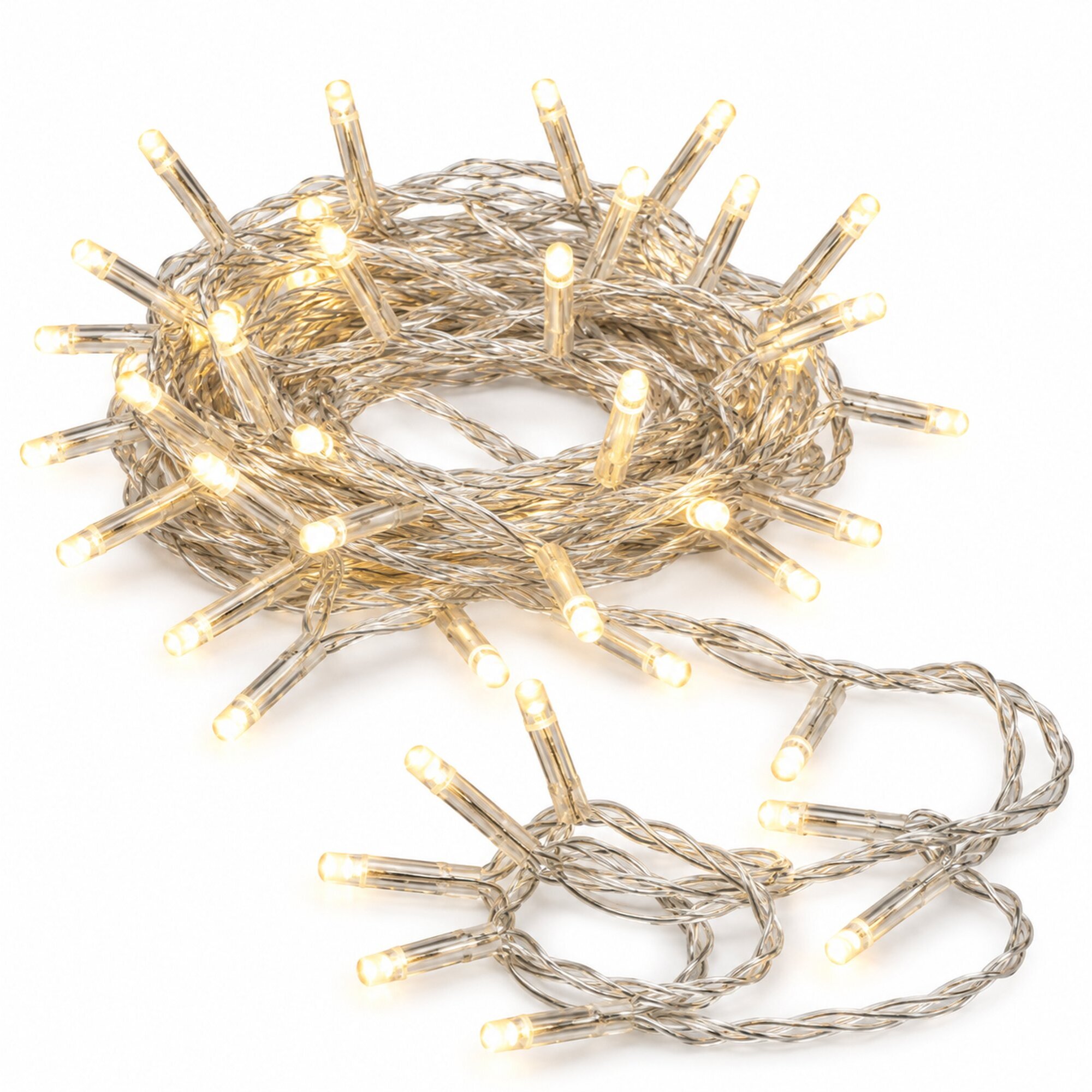 Guirnalda con 80 Luces LED Blanco cálido con Temporizador y cable transparente