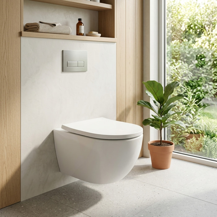 Vortex WC sans bride avec abattant SoftClose et fixations invisibles, blanc (SATFUS010RTORP)