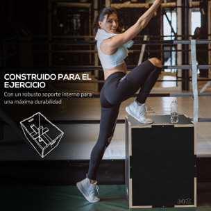 Cajón Pliométrico Caja Pliométrica con 3 Alturas Diferentes Entrenamiento de Fuerza en Casa Oficina Gimnasia CrossFit Carga 120 kg 76x61x51 cm Negro