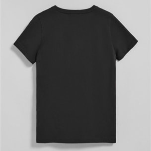 Camiseta negra de cuello de pico y manga corta con bordado Rigby Go