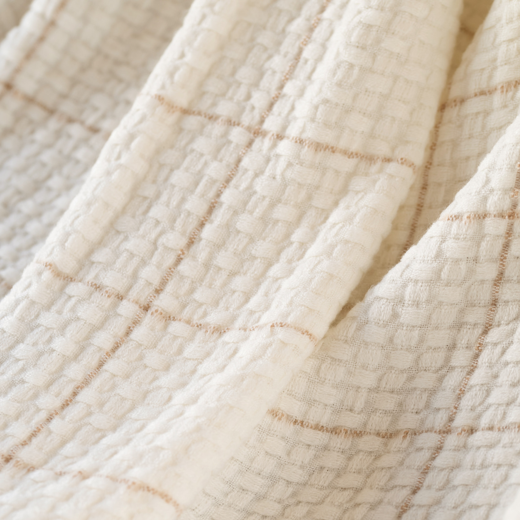 Plaid doux gaufré à carreaux - Naturel
