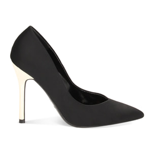 Décolleté slingback nere in tessuto, tacco 10,5 cm