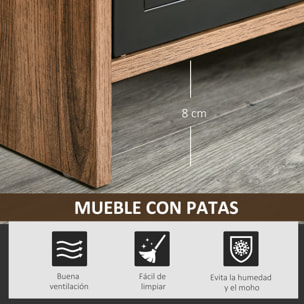 Mueble de TV para Televisores de 42" con 2 Compartimentos Cerrados con Puertas de Metal y 2 Estantes Abiertos Mueble de salón moderno Mesa para televisor 109x35x38 cm Madera Natural y Gris