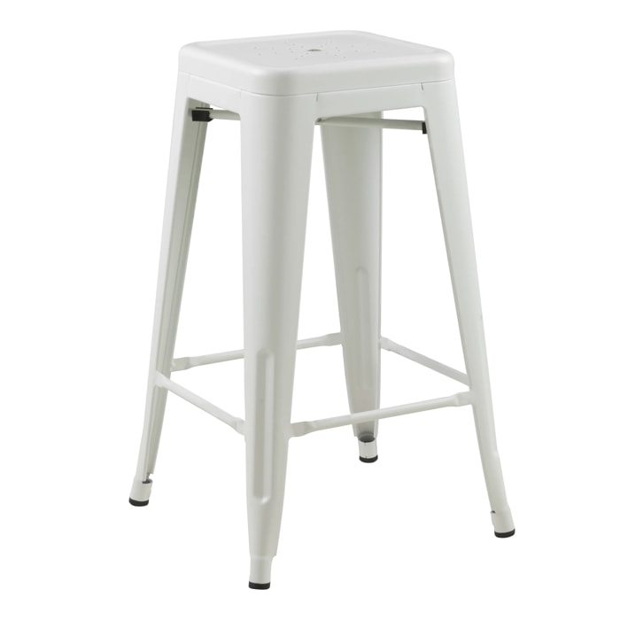 Lot de 2 tabourets pour îlot central 66 cm en métal blanc mat - Indus