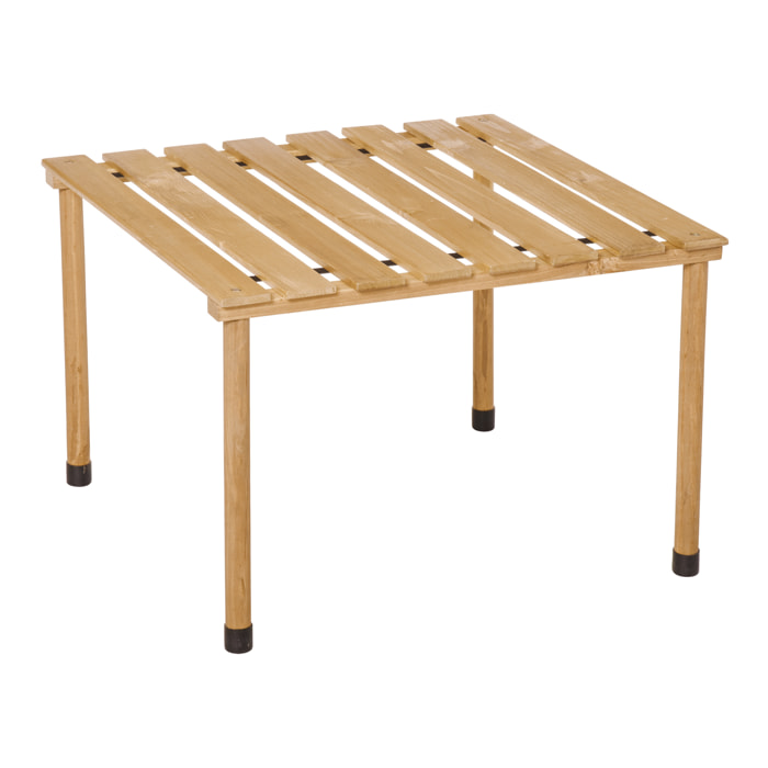 Table basse pliable de jardin camping plateau à lattes dim. 58L x 58l x 40H cm sac transport inclus bois sapin pré-huilé