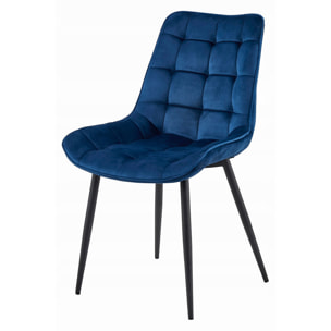Set di 2 sedie Bera in velluto blu navy con gambe nere