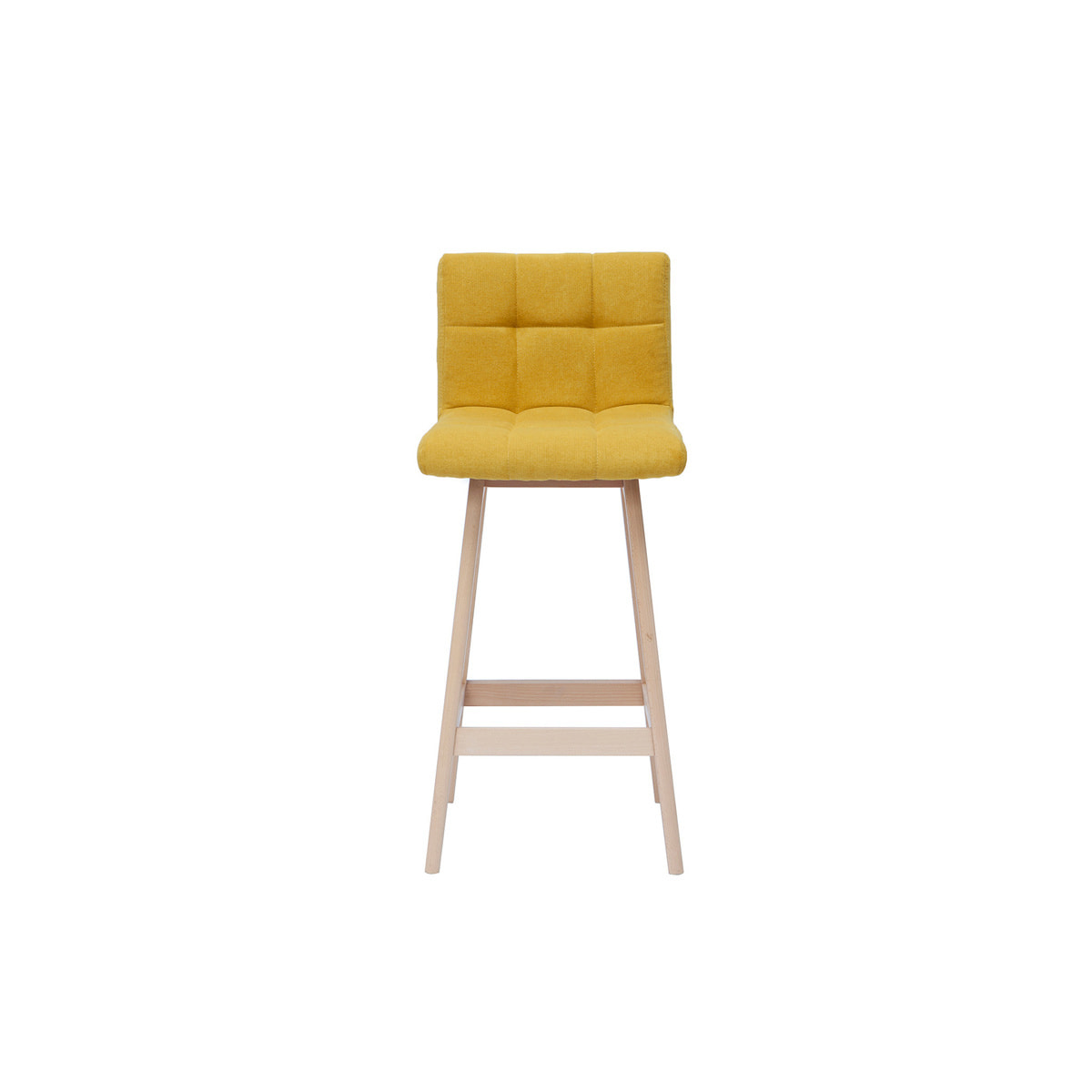 Tabourets de bar en tissu effet velours jaune moutarde et bois clair H65 cm (lot de 2) KLARIS