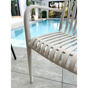 TIAGO - Lot de 2 fauteuils de jardin empilables en Polypropylène sable