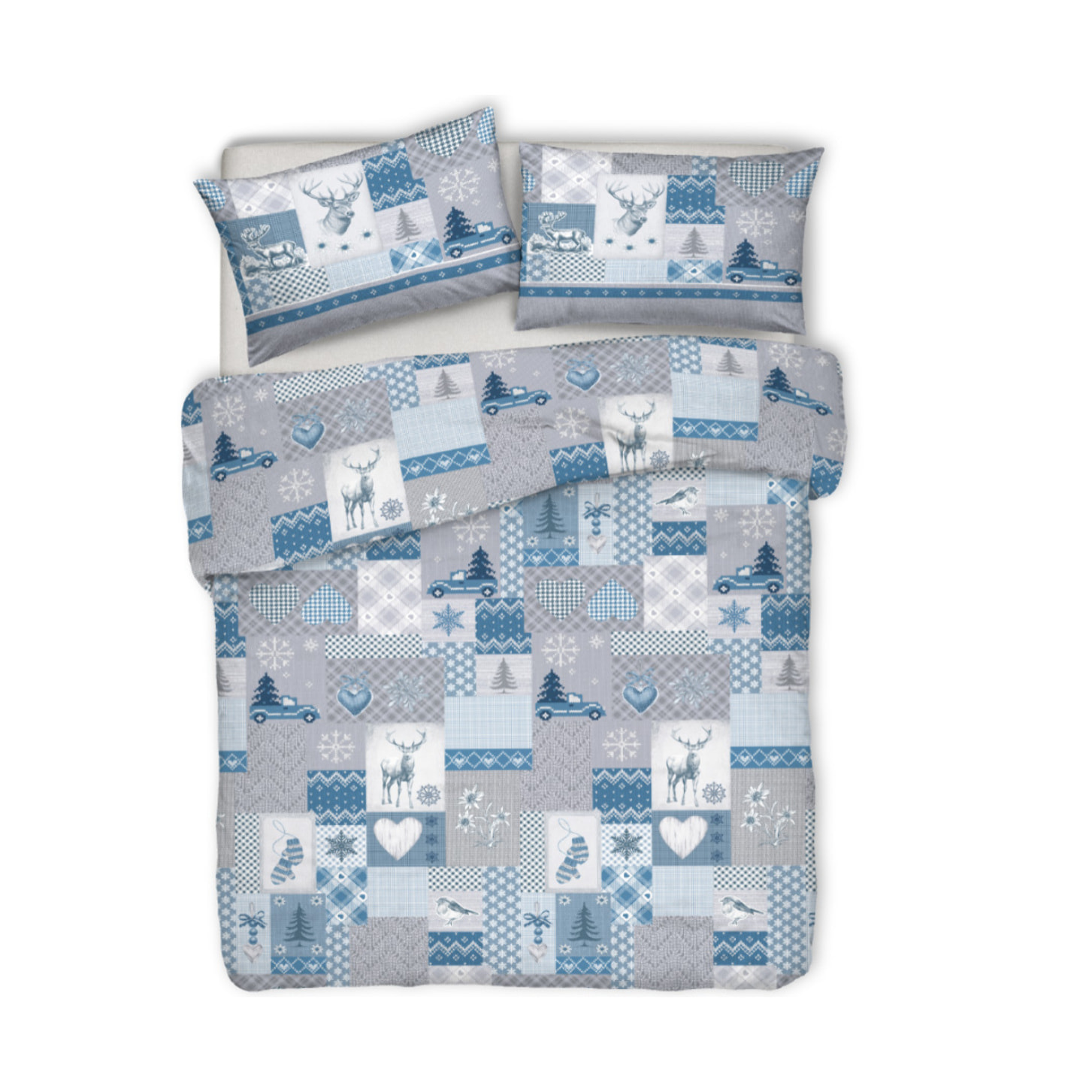 Parure Copripiumino in 100% Cotone Made In Italy Alpi Azzurro