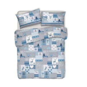 Parure Copripiumino in 100% Cotone Made In Italy Alpi Azzurro