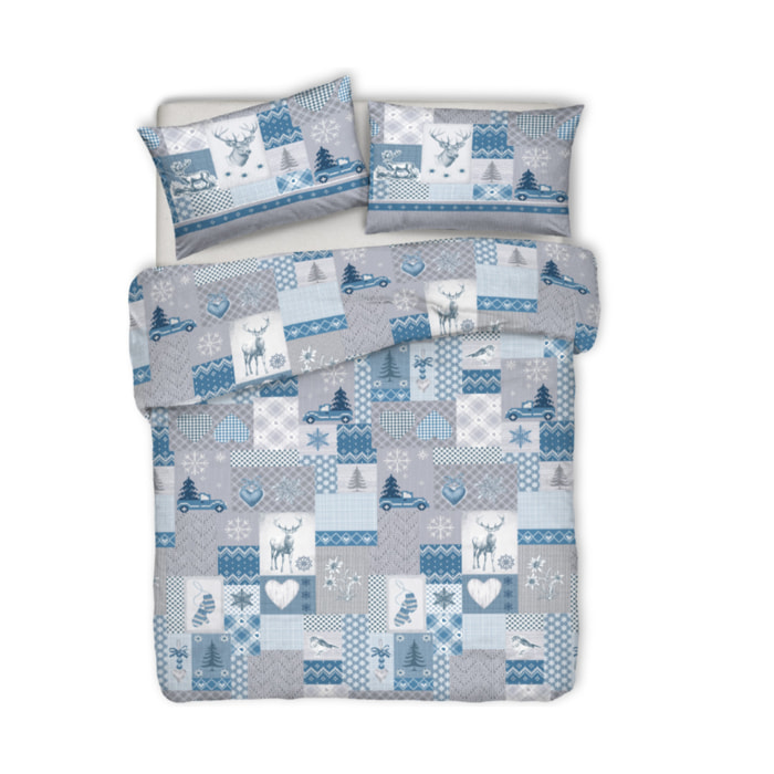 Parure Copripiumino in 100% Cotone Made In Italy Alpi Azzurro