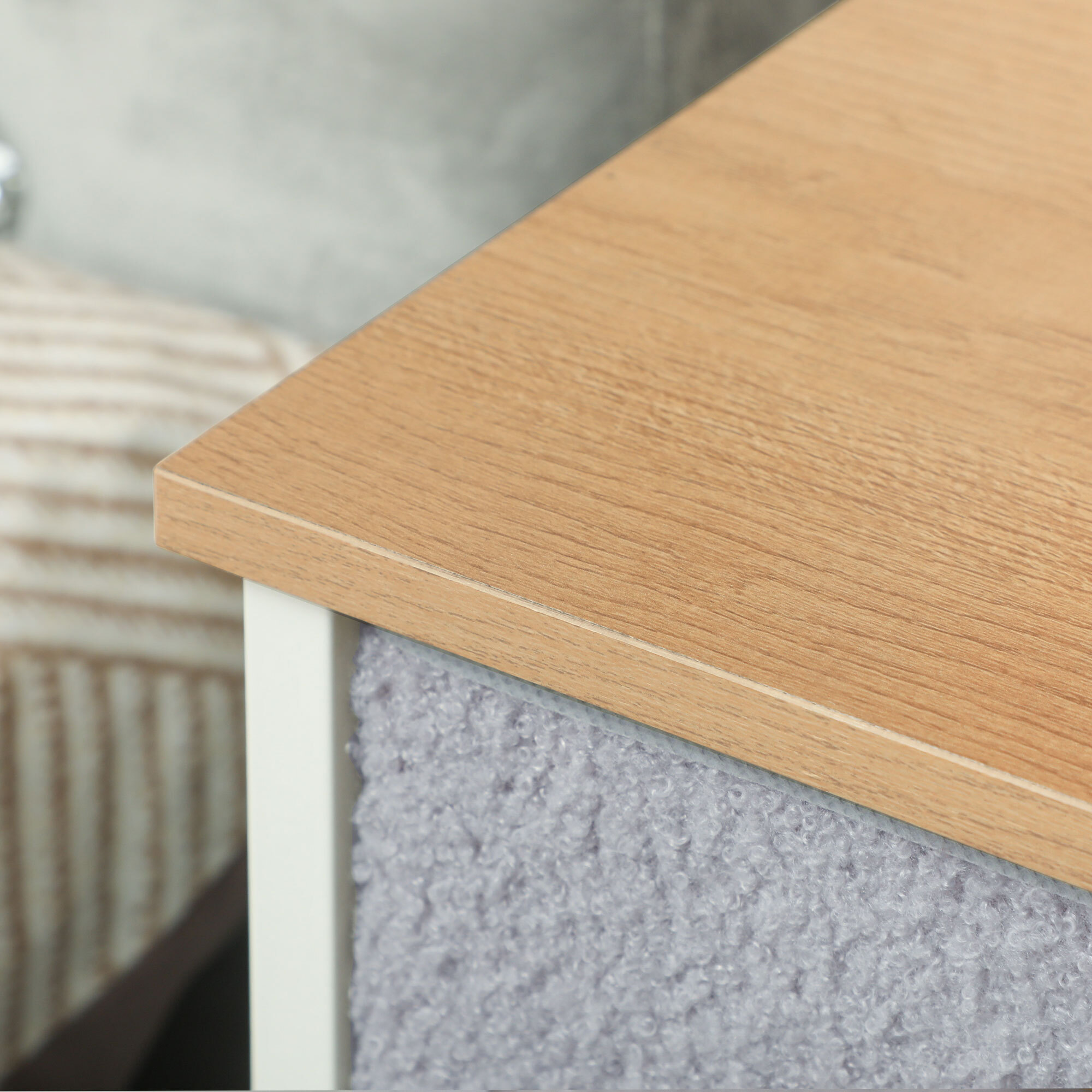 Cómoda con 9 Cajones Tapizado en Borreguito Cajonera de Tela con Estructura de Acero Cómoda para Dormitorio Pasillo Gris