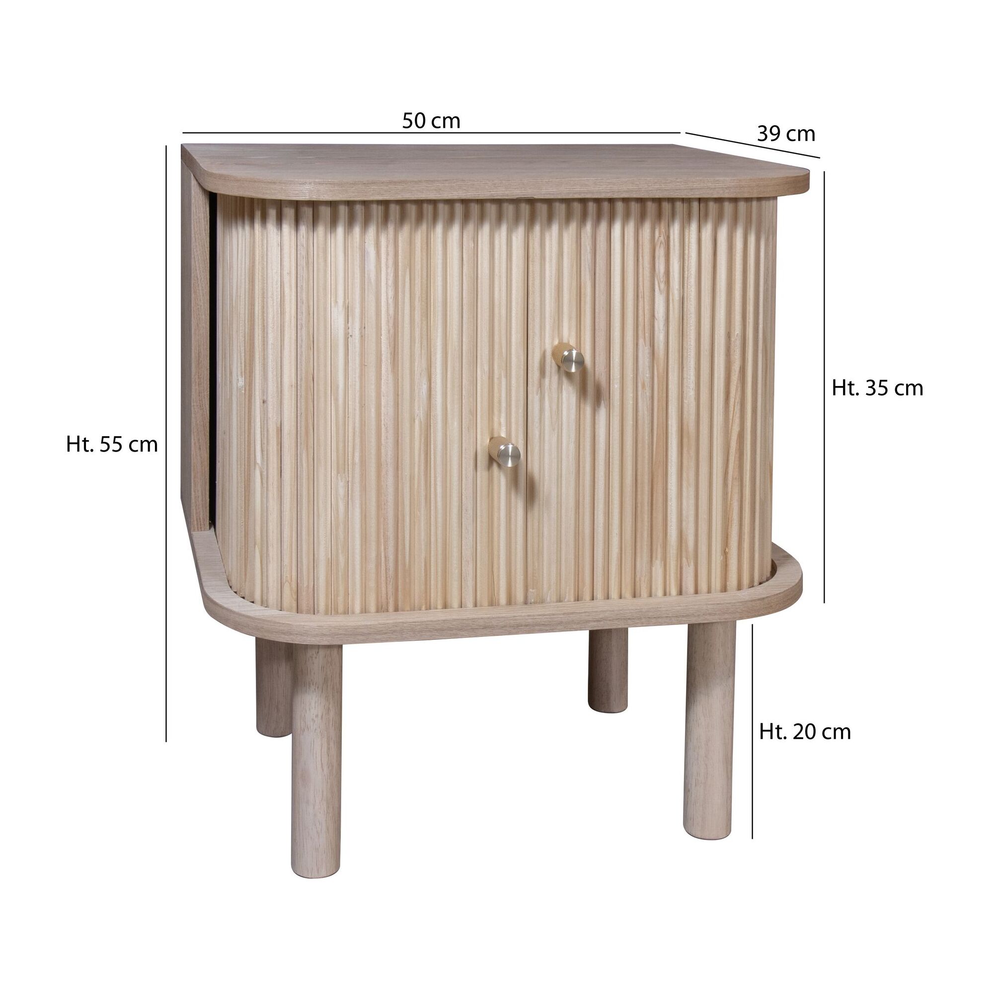 Meuble d'appoint en bois clair avec portes coulissantes HECTOR