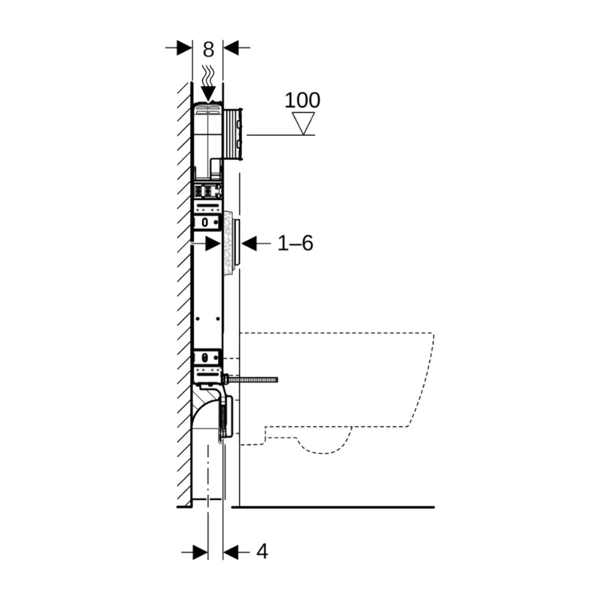 KOMBIFIX Bâti-support pour WC suspendus avec réservoir Sigma 8 cm (110.790.00.1)