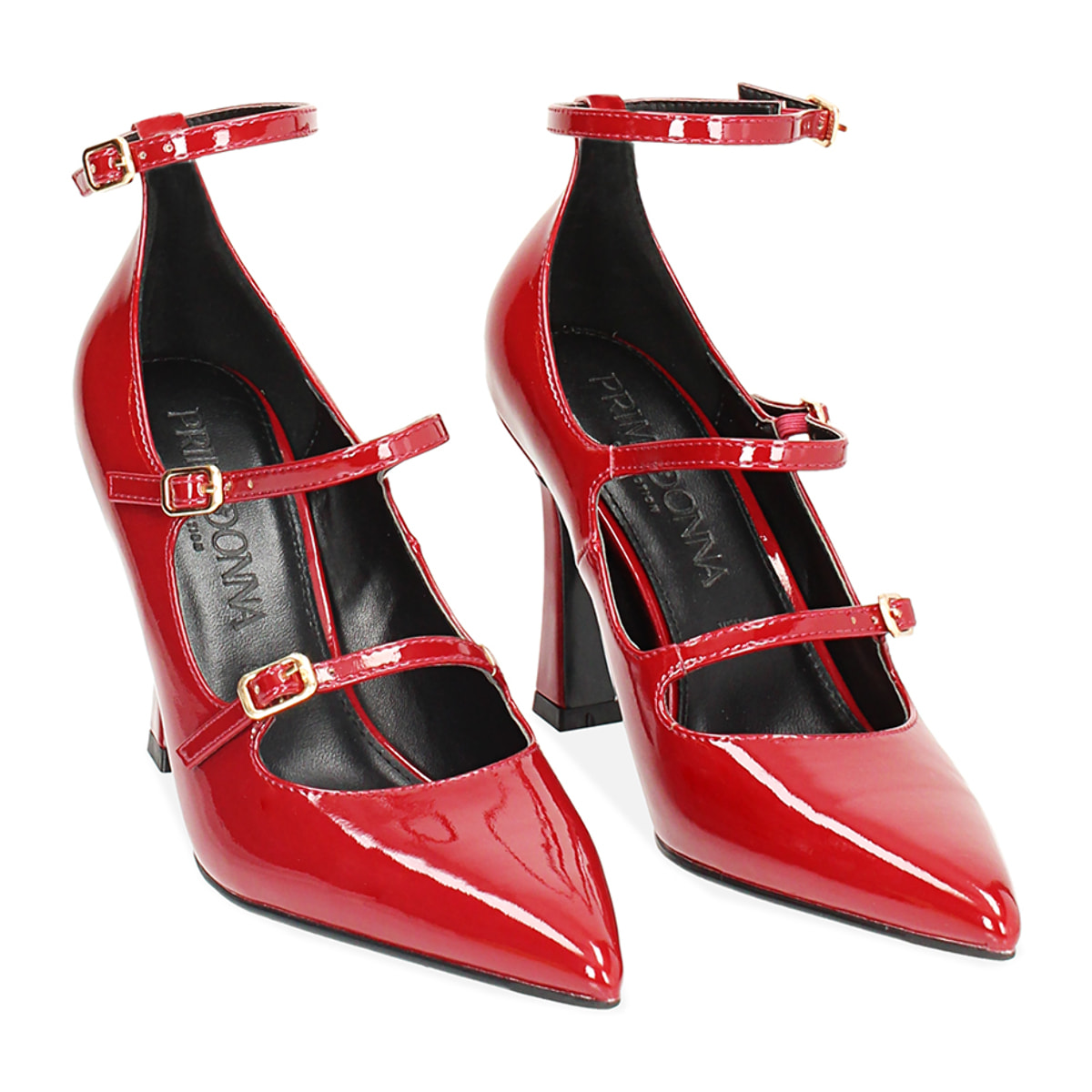 Décolleté rosse in vernice con braccialetti, tacco 9,5 cm