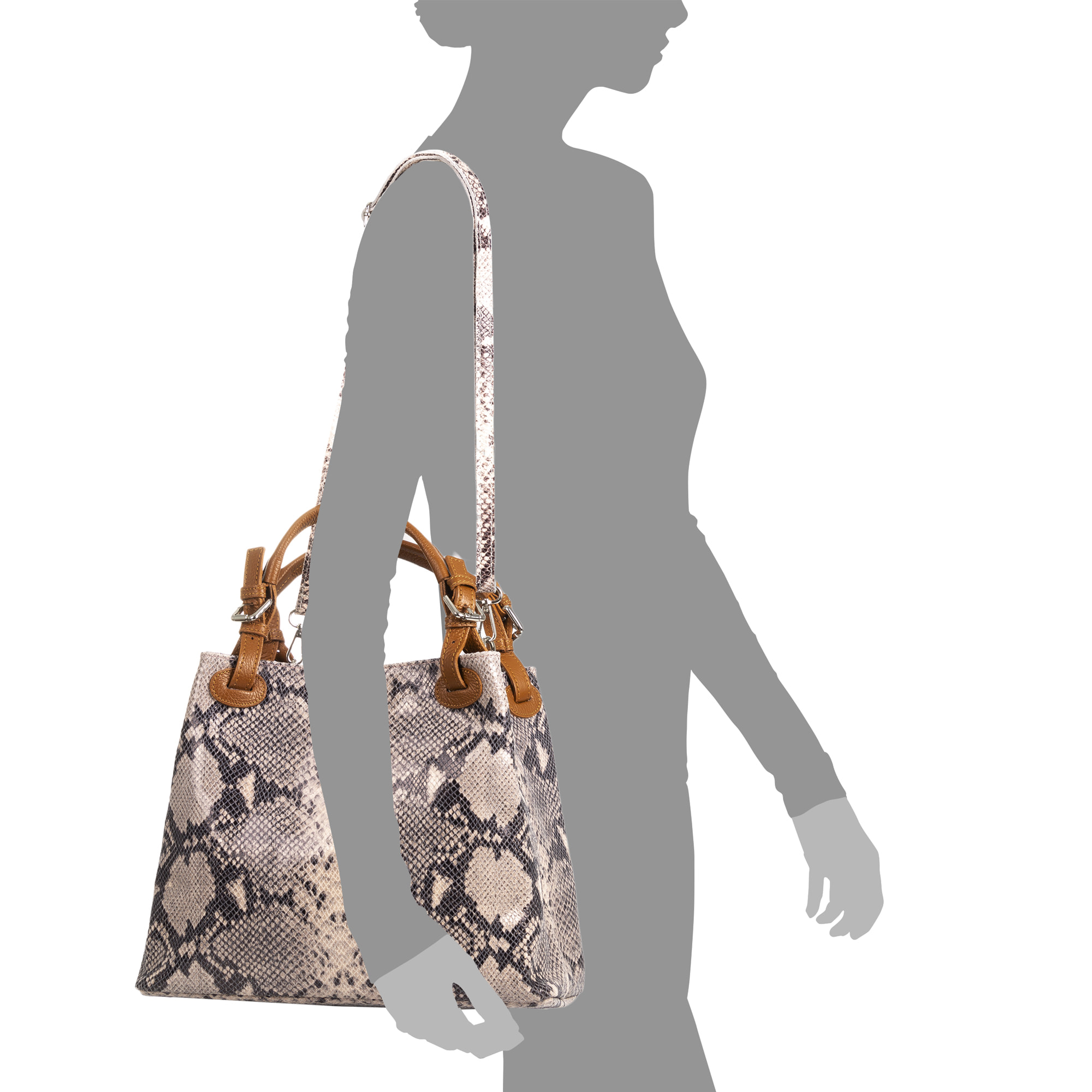 Emanuela Bolso tote Mujer.Piel auténtica Gamuza Pitón Dollaro