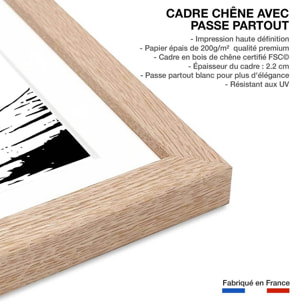 Poster shore break Affiche + cadre en bois - Chêne