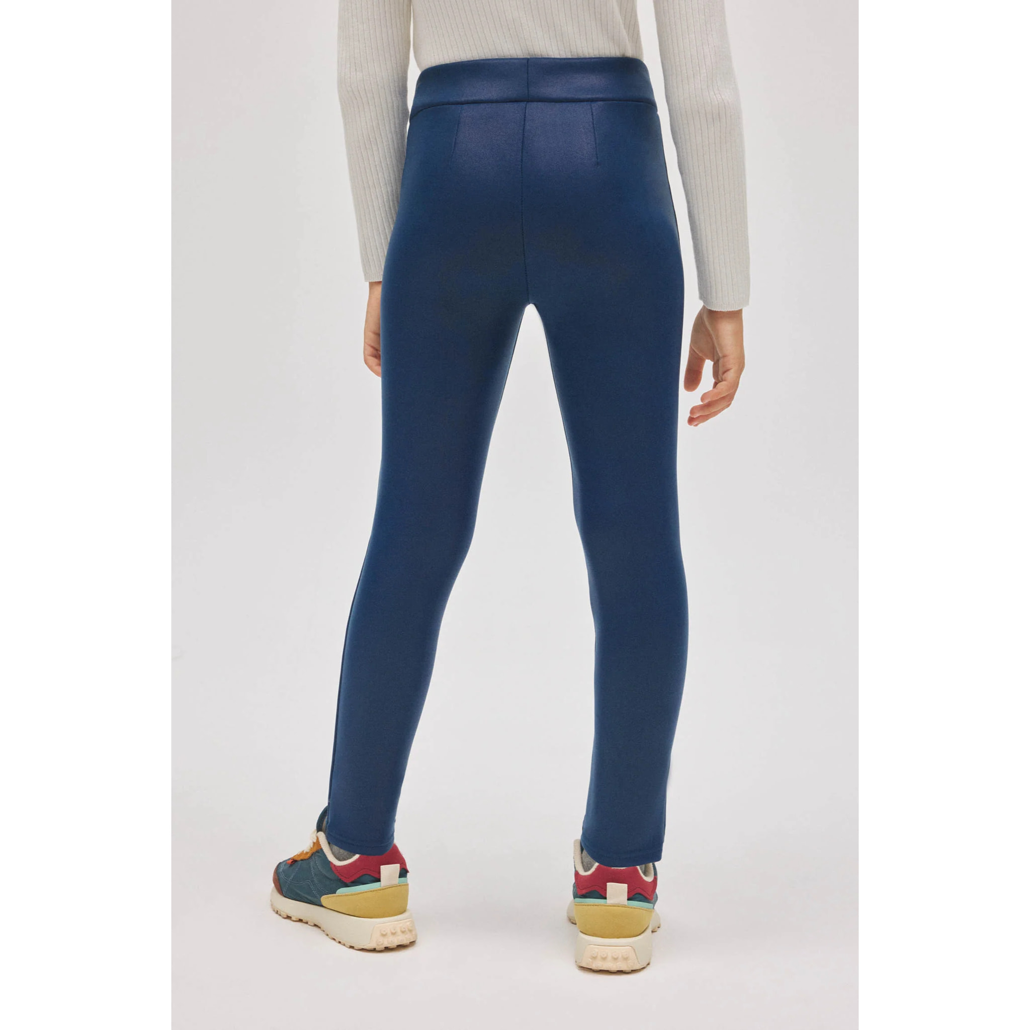 Leggings termici effetto pelle blu navy per bambine